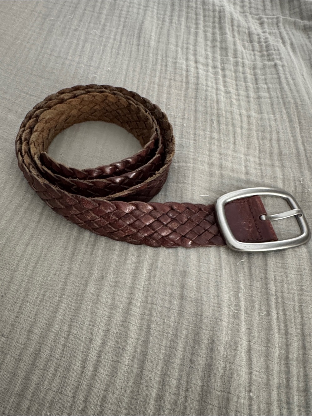 Women’s Fossil Braided Leather Belt in Dark Brown size Large